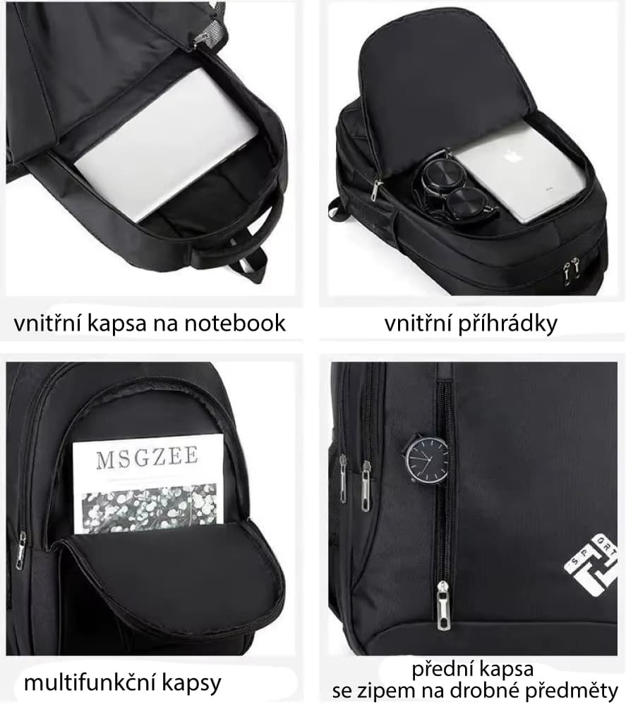Platinium Batoh s USB portem 30 litrů černý 16″, BSP25 - náhled 4