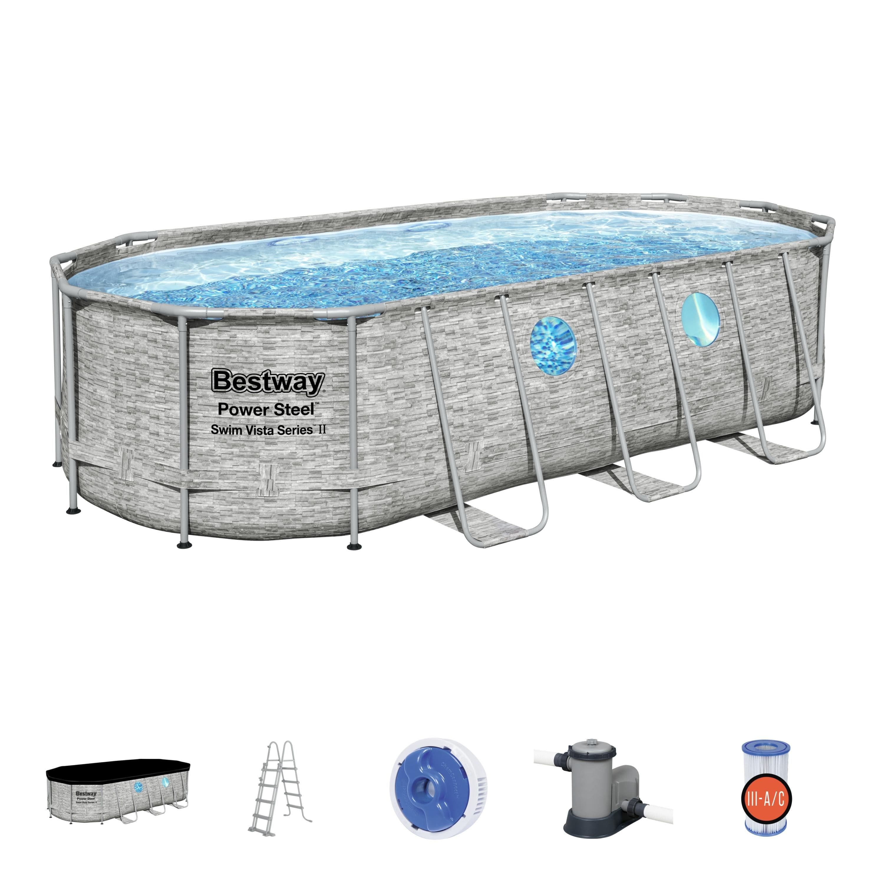 Bestway Bazén Power Steel Stacked Stone Swim Vista 5,49 x 2,74 x 1,22 m - 56716 - náhled 3