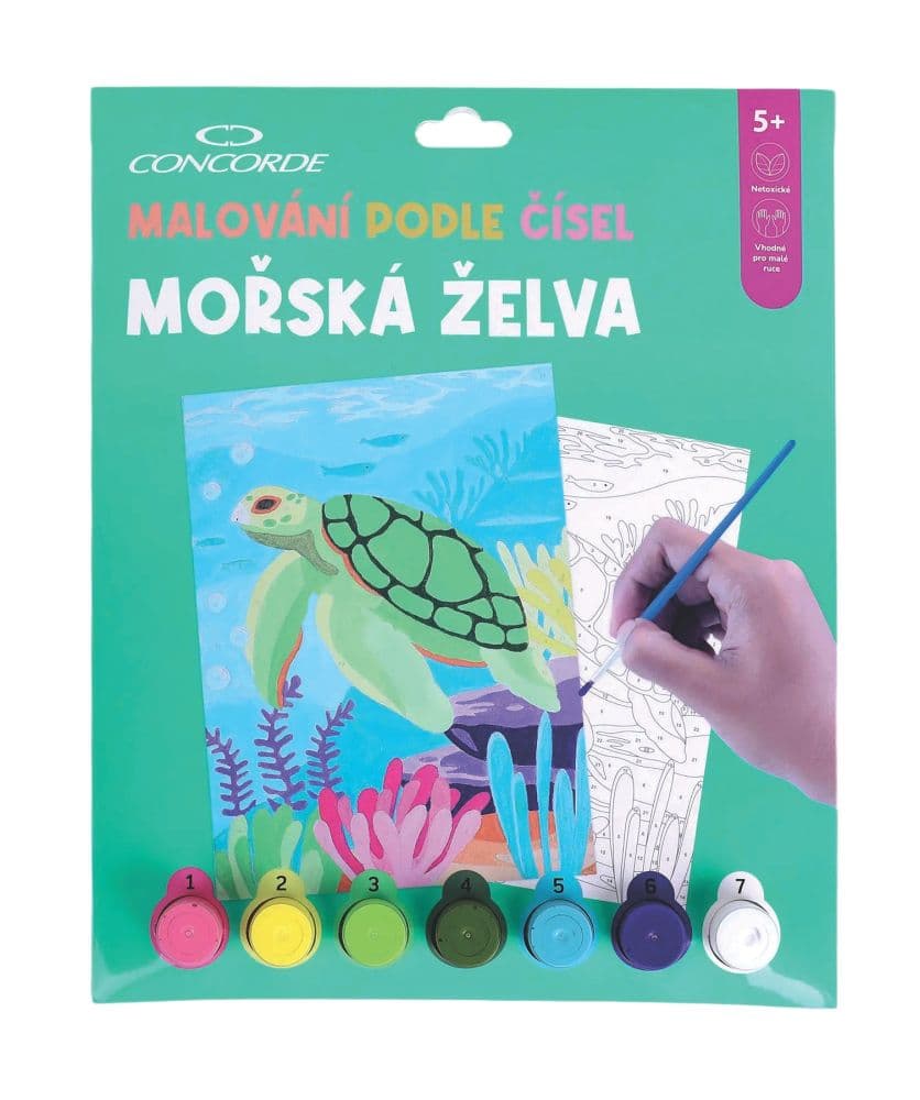 Concorde Malování podle čísel - Mořská želva, 20,3 x 28 cm