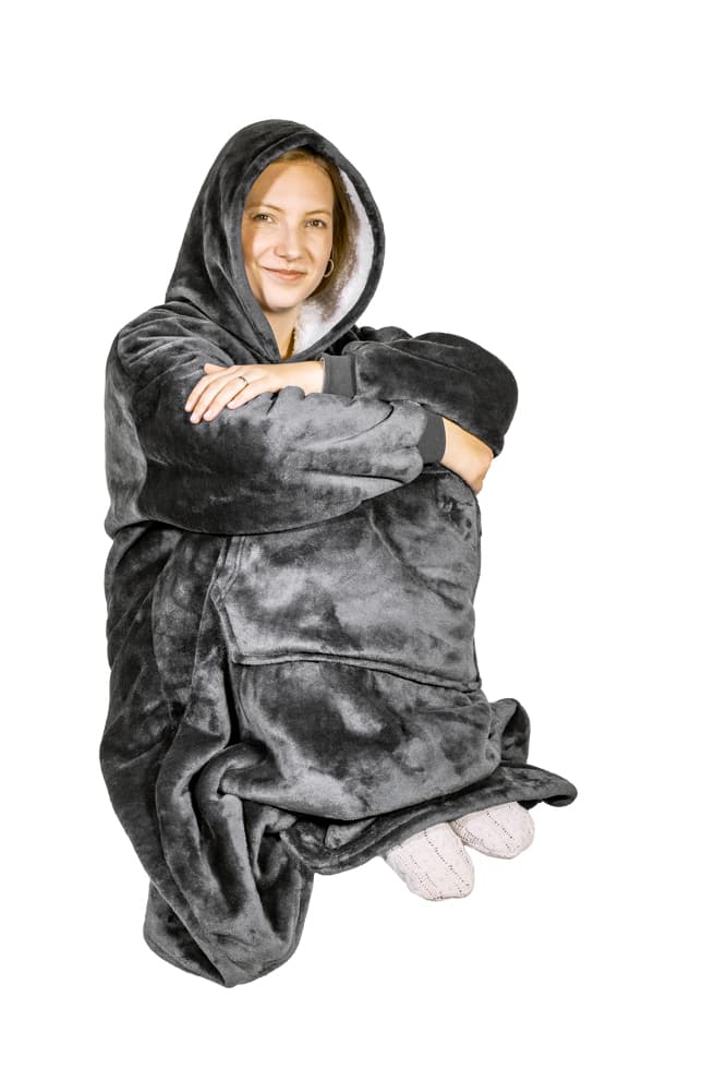 HomeLife Televizní mikina s kapucí HOODIE, S-XXL šedá (š:88cm, v:112cm)-88112H - náhled 3