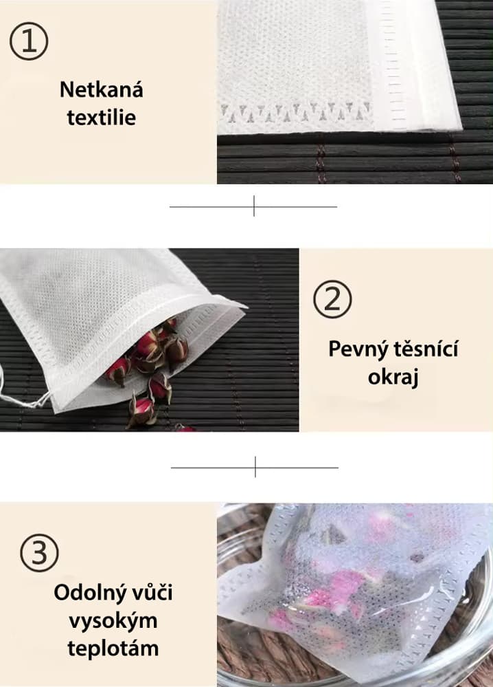 De Gusto Jednorázový filtrační sáček na čaj a koření - 5,5 x 7cm, 100 kusů - náhled 3