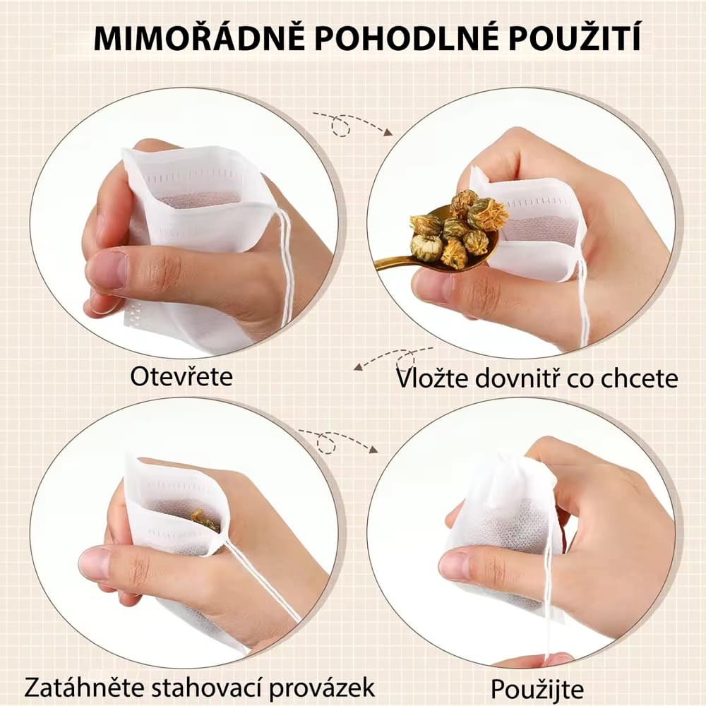 De Gusto Jednorázový filtrační sáček na čaj a koření - 5,5 x 7cm, 100 kusů - náhled 4