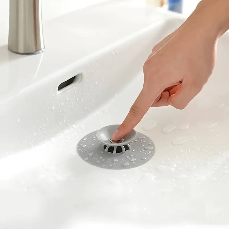 HomeLife Silikonová zátka a sítko do dřezu KLIK-KLAK 2v1, modrá, LN1035 - náhled 3
